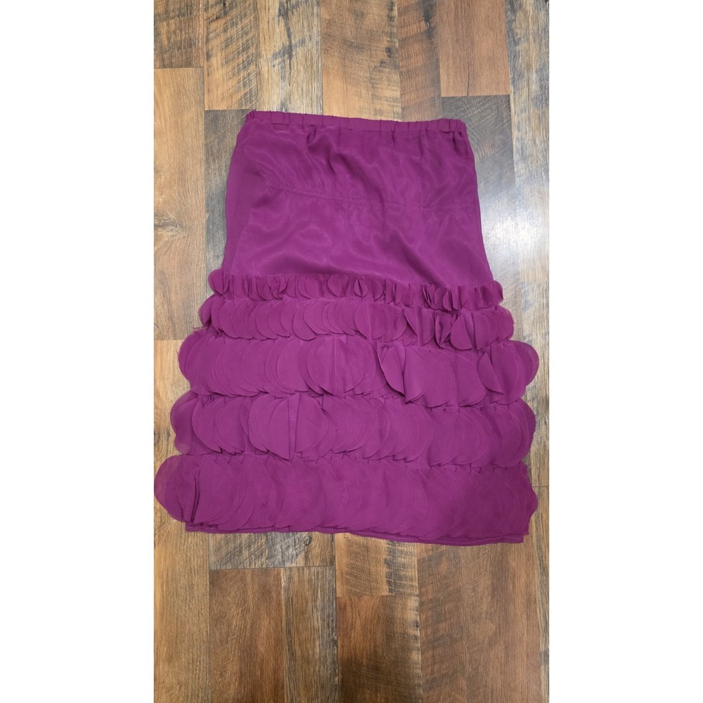 Jenny Han Magenta Plum Purple Petal Appliqué Tiered  Strapless Dress Skirt Sz S